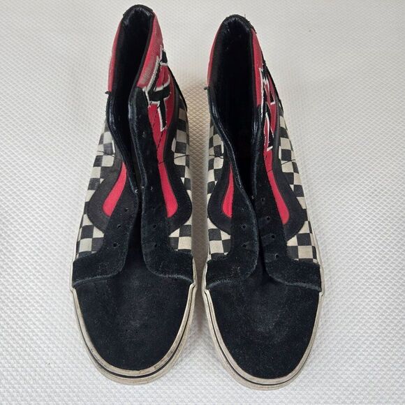 Vans Japanese Checkerboard Sk8 Hi Top Sneakers Black Red Mens Size 9 - Picture 3 of 10